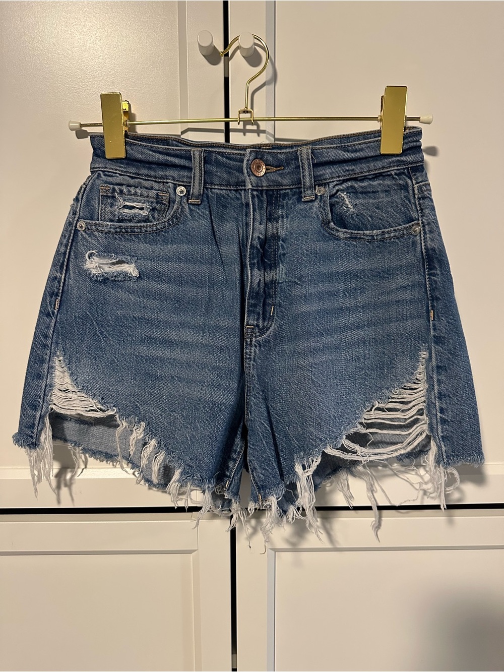 American Eagle Outfitters Distressed Blue Denim Cutoff Shorts
